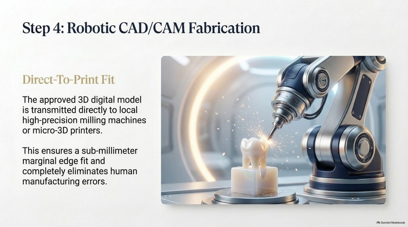 Step 4 of the digital smile roadmap: robotic CAD/CAM fabrication and direct-to-print fit